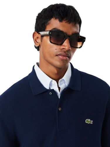 Maglioni Uomo Lacoste - Polo A Maniche Lunghe Regular Fit In Maglia - Blu