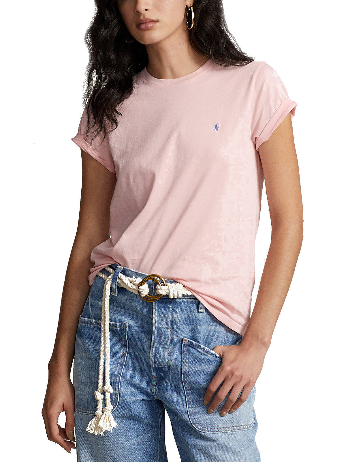 T-shirt Donna Ralph Lauren - Maglietta Girocollo In Jersey Di Cotone - Rosa
