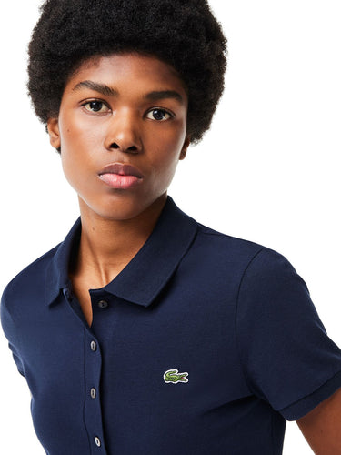 Polo Donna Lacoste - Polo Slim Fit In Jersey Di Cotone Stretch - Blu