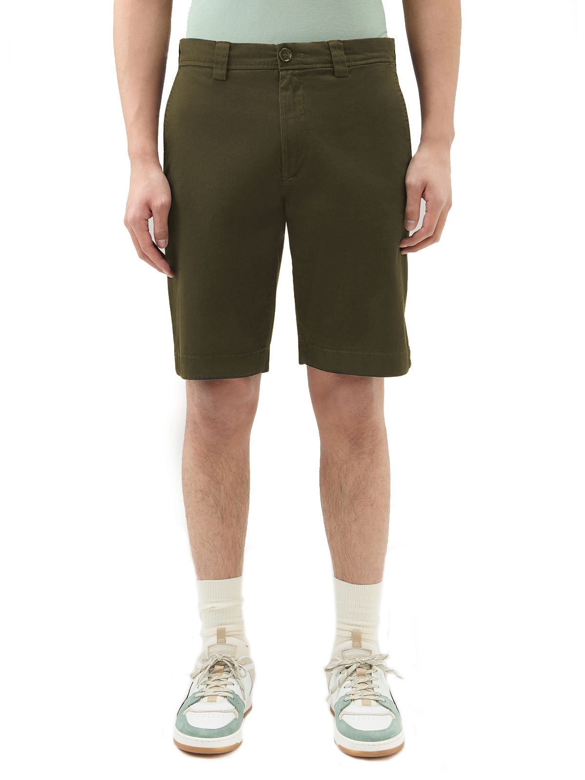 Bermuda Uomo Woolrich - Pantaloncini Chino In Cotone Elasticizzato - Verde