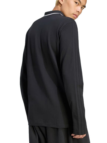 Polo Uomo Adidas - 3 Stripes Engineered Rib Long Sleeve Polo - Nero