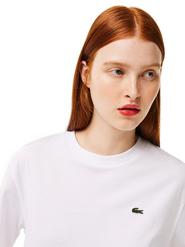 T-shirt Donna Lacoste - T-Shirt Relaxed Fit In Jersey Di Cotone Pima - Bianco