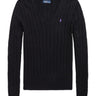 Maglioni Donna Ralph Lauren - Maglia In Cotone A Trecce Con Scollo A V - Nero