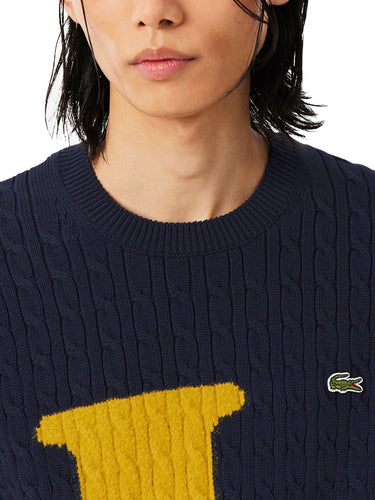 Maglioni Uomo Lacoste - Cardigan Con Colletto A Polo In Intarsio - Blu