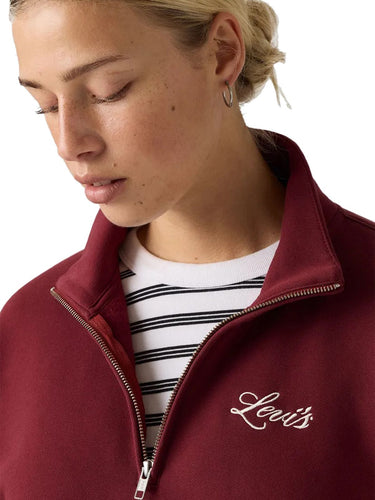 Felpe senza cappuccio Donna Levi's - Felpa Mezza Zip 80'S Quarter - Bordeaux