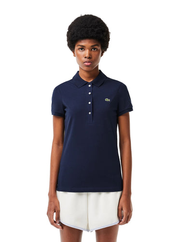 Polo Donna Lacoste - Polo Slim Fit In Jersey Di Cotone Stretch - Blu