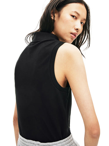 Polo Donna Lacoste - Stretch Cotton Piqué Sleeveless Polo - Nero
