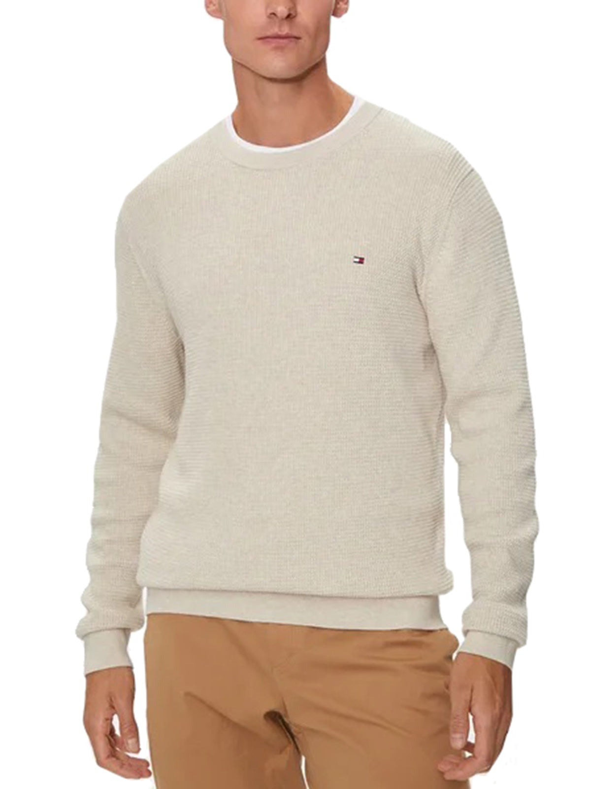 Maglioni Uomo Tommy Hilfiger - Pullover Con Trama A Nido D'ape - Beige