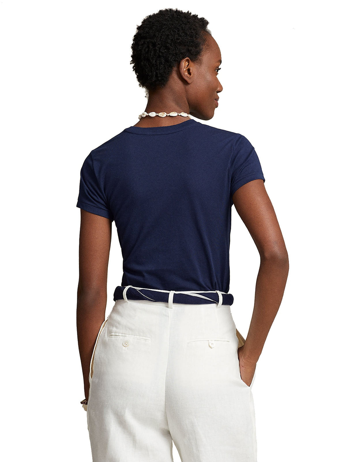 T-shirt Donna Ralph Lauren - Maglietta Girocollo In Jersey Di Cotone - Blu