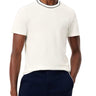 T-shirt Uomo Lacoste - T-Shirt In Piqué Elasticizzato E Colletto A Righe - Bianco