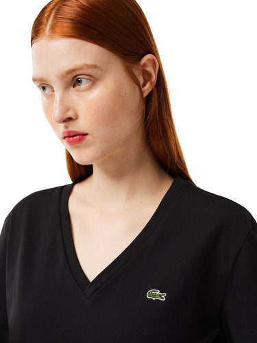 T-shirt Donna Lacoste - T-Shirt Relaxed Fit Con Scollo A V In Jersey - Nero