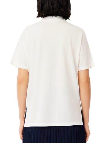 Polo Donna Lacoste - Polo Fluida Relaxed Fit In Pique' - Bianco