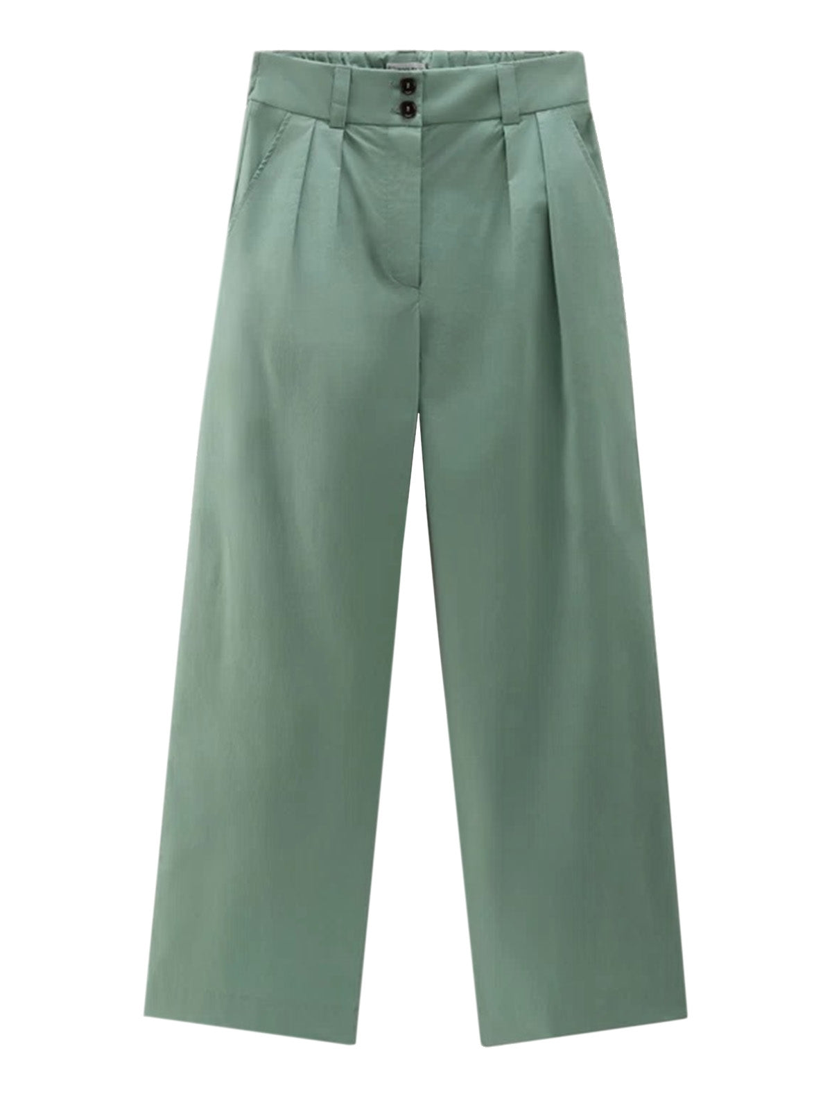 Pantaloni Donna Woolrich - Pantaloni In Popeline Di Puro Cotone - Verde