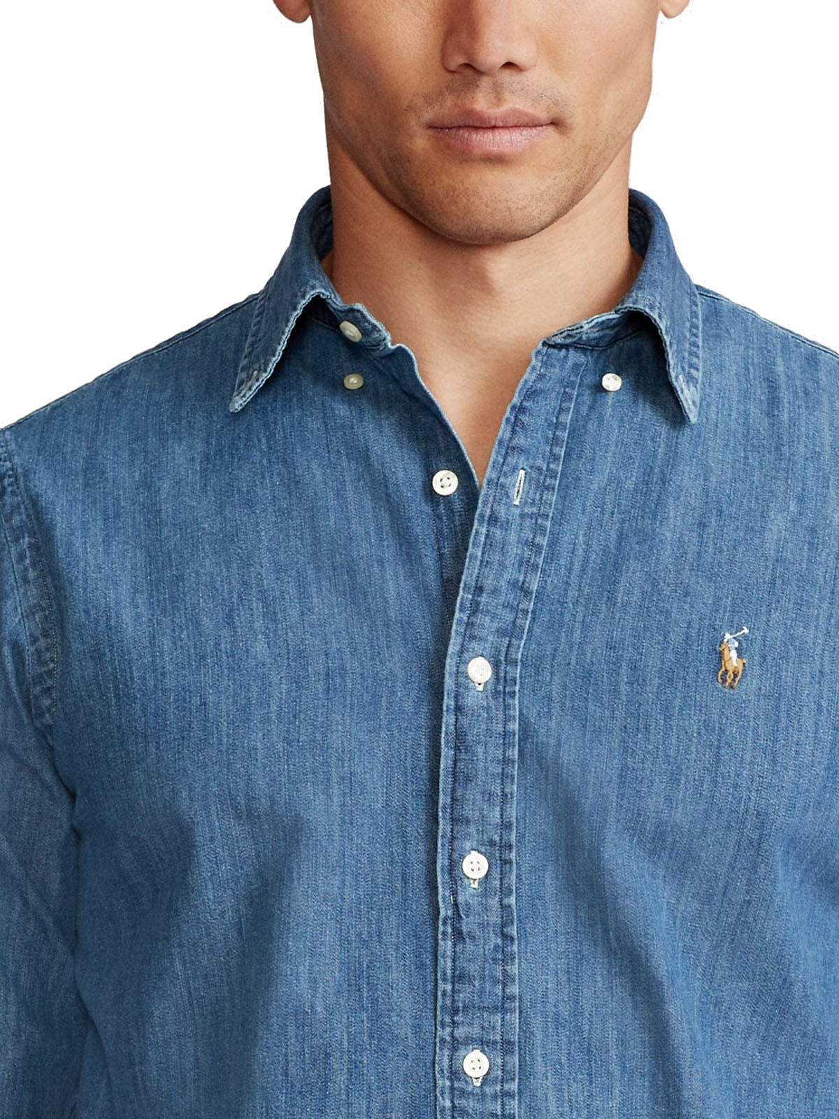 Camicie casual Uomo Ralph Lauren - Camicia In Denim Custom-Fit - Blu