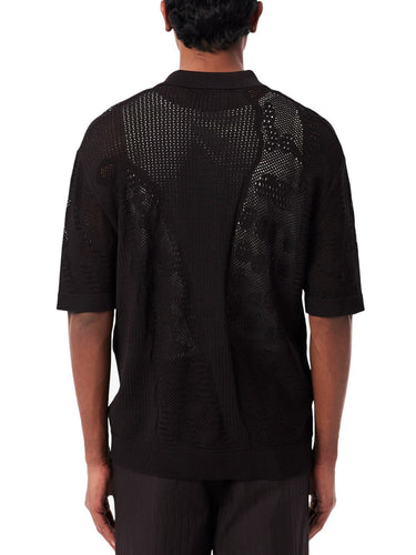 Maglie Uomo Lacoste - Camicia In Maglia Con Coccodrillo - Nero