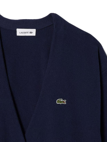Cardigan Uomo Lacoste - Cardigan In Coton A Punto Muschio Con Scollo A V - Blu