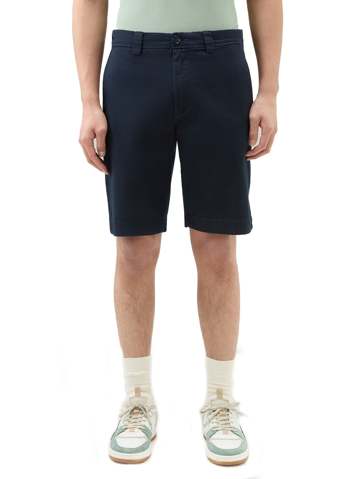 Bermuda Uomo Woolrich - Pantaloncini Chino In Cotone Elasticizzato - Blu