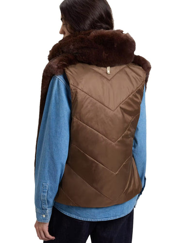 Gilet Donna Woolrich - Gilet Hybrid Curly - Marrone