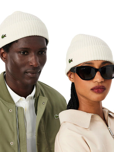 Berretti in maglia Uomo Lacoste - Berretto Di Lana A Costine - Bianco