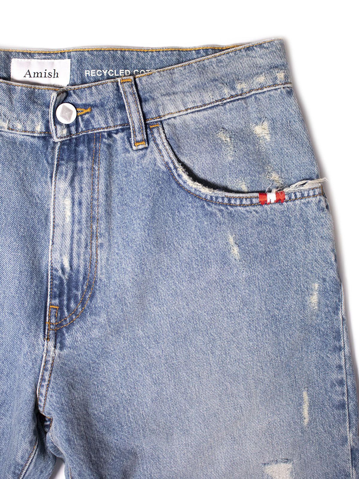 Jeans Uomo Amish - James Side Recycled Denim Dirty Vintage - Celeste