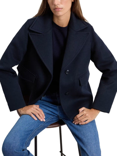 Giacche Donna Woolrich - Peacoat Melton Wool 2In1 - Blu