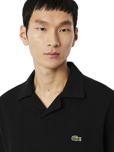 Polo Uomo Lacoste - Polo Classic Fit In Cotone-Lino - Nero