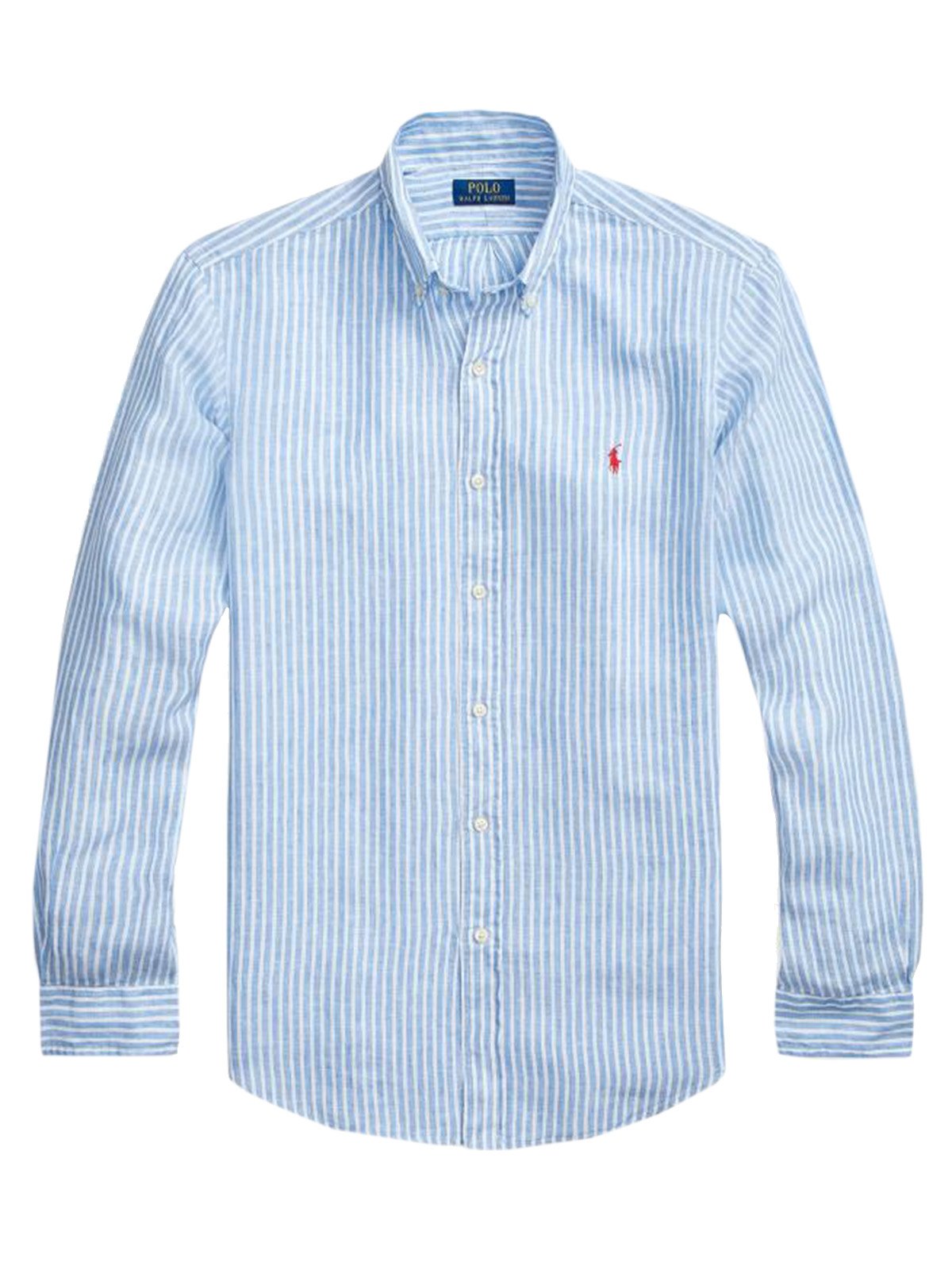 Camicie casual Uomo Ralph Lauren - Camicia In Lino A Righe Custom-Fit - Blu