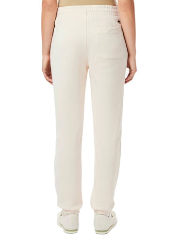 Pantaloni Donna Lacoste - Pantaloni In Tessuto Felpato Con Logo Groffato - Avorio