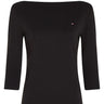 T-shirt Donna Tommy Hilfiger - T-Shirt Slim Fit Con Maniche A Tre Quarti - Nero