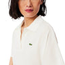 Polo Donna Lacoste - Polo Fluida Relaxed Fit In Pique' - Bianco