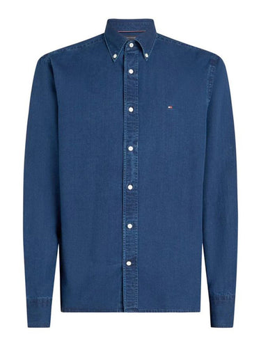 Camicie casual Uomo Tommy Hilfiger - Camicia Regular Fit In Chambray - Blu