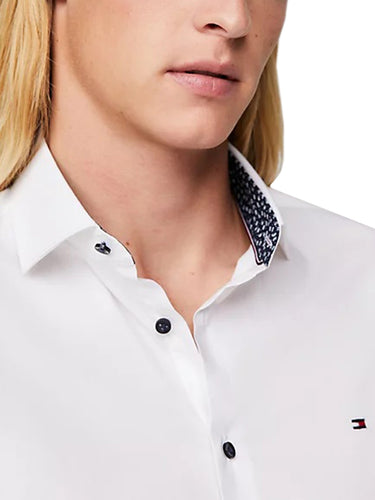Camicie casual Uomo Tommy Hilfiger - Camicia Slim Fit In Popeline Con Bandierina - Bianco