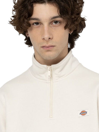 Felpe senza cappuccio Uomo Dickies - Felpa Oakport Con Zip Corta - Bianco