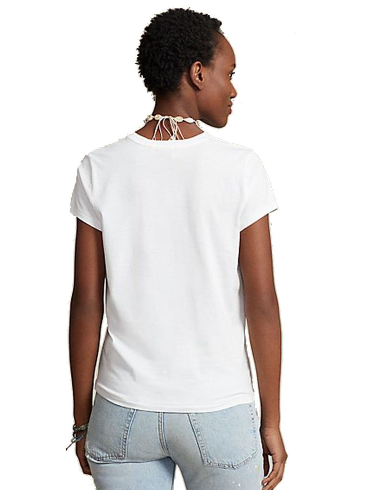 T-shirt Donna Ralph Lauren - Maglietta Girocollo In Jersey Di Cotone - Bianco