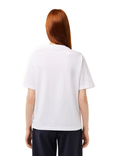 T-shirt Donna Lacoste - T-Shirt Relaxed Fit In Jersey Di Cotone Pima - Bianco
