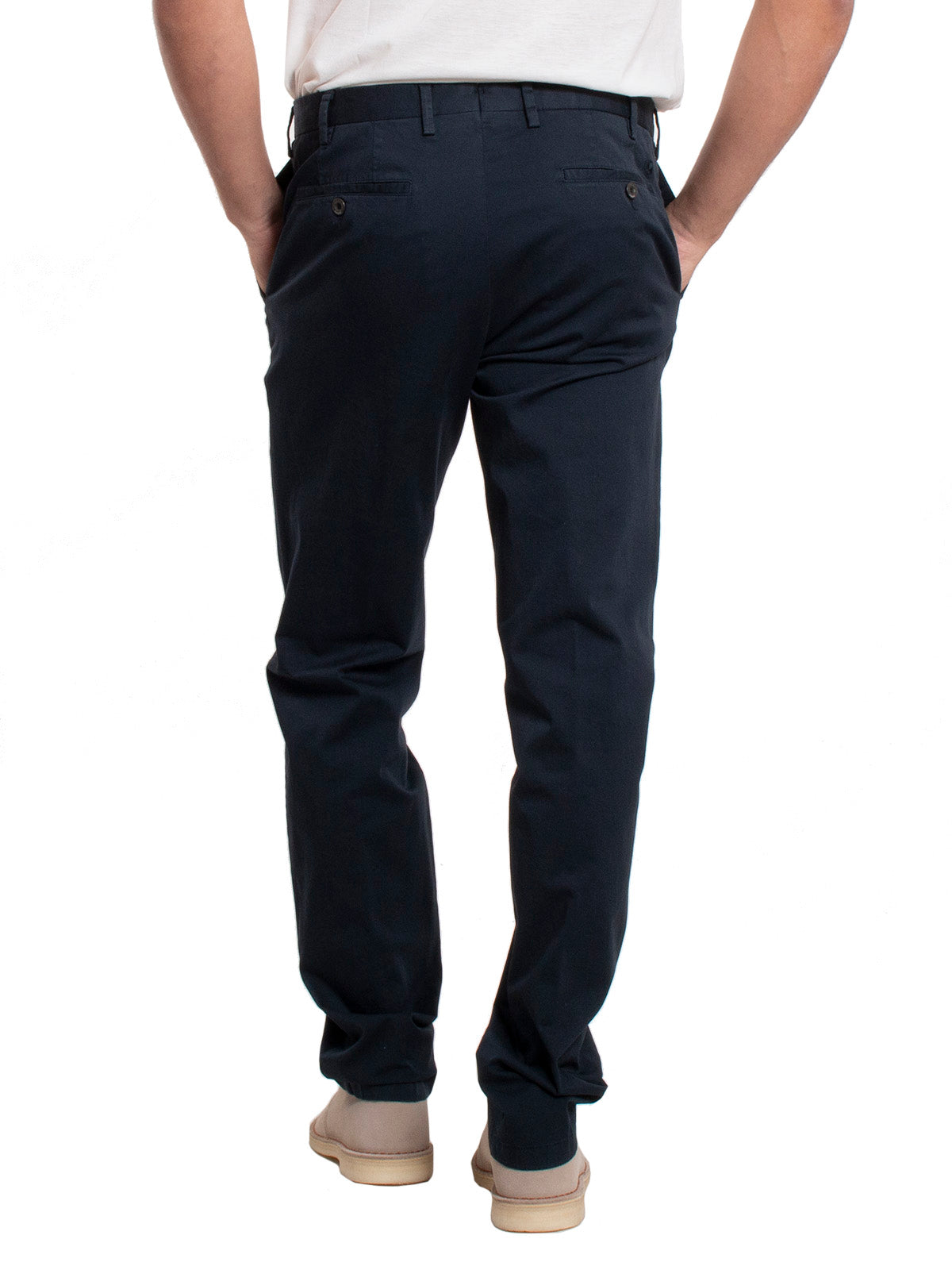 Lardini Men's Trousers - Dyed Drop Regular Stretch Cotton Trousers - Blue