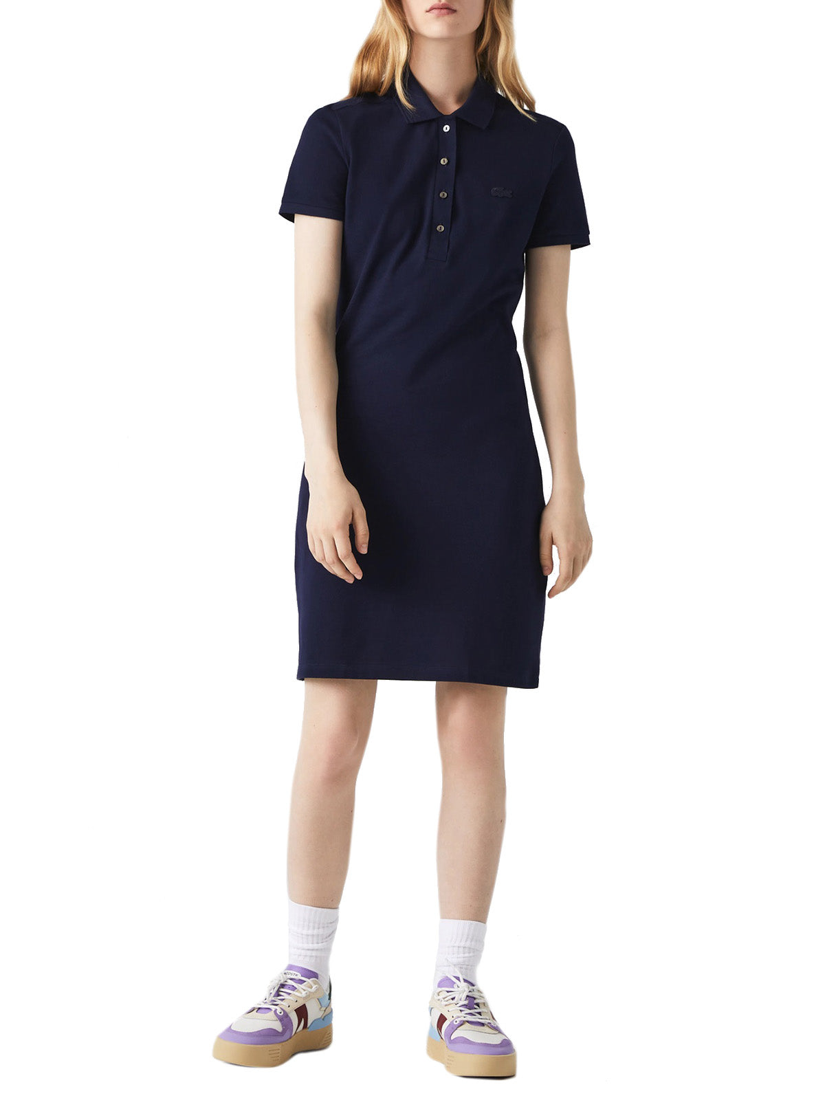 Vestiti casual Donna Lacoste - Slim Fit Piqué S/S Polo Dress - Blu