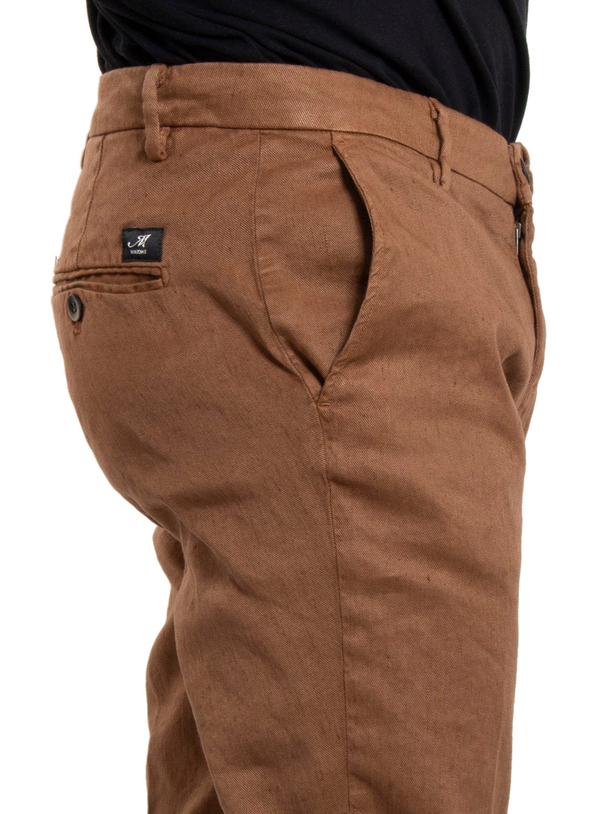 Pantaloni Uomo Mason's - Milano Style Slim Fit Linen Blend Chino Pant - Marrone