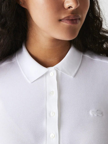 Polo Donna Lacoste - Slim Fit Stretch Cotton Piqué Polo Shirt - Bianco