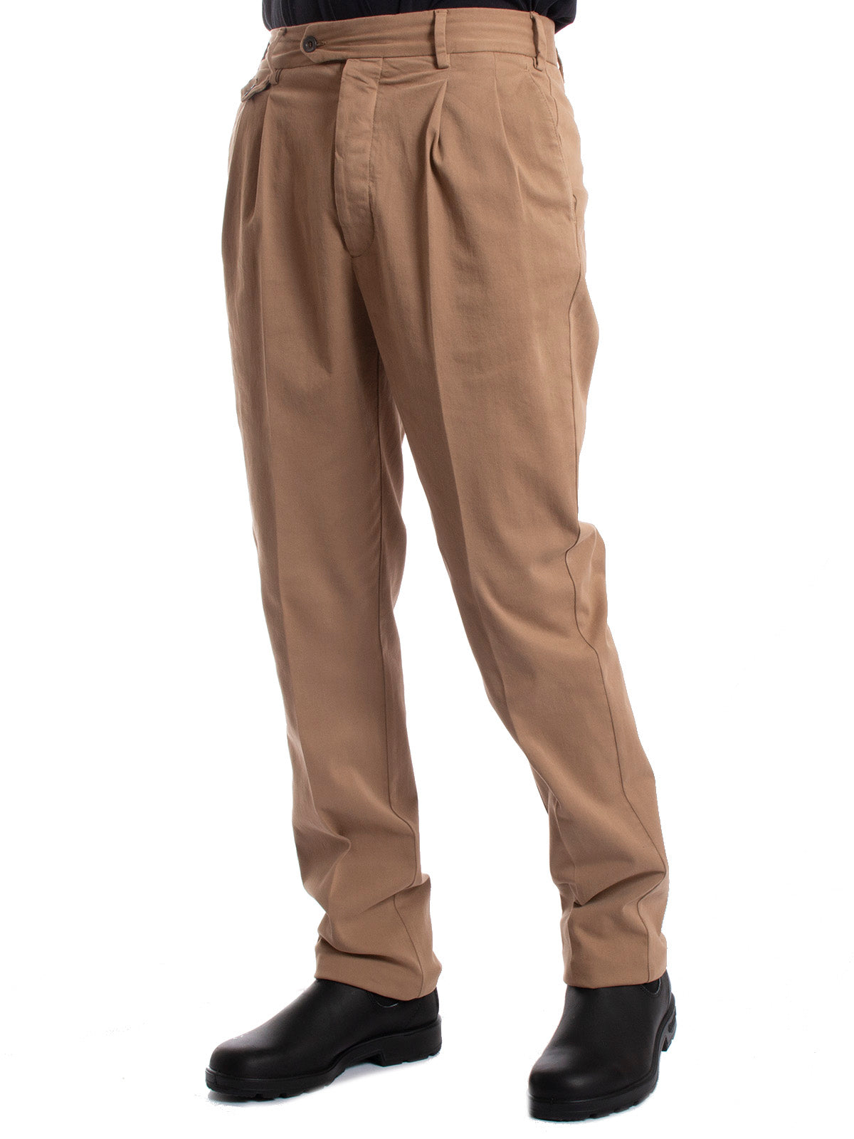 Lardini Men's Trousers - Tebe Washed Drop Regular Stretch Cotton Trousers - Beige