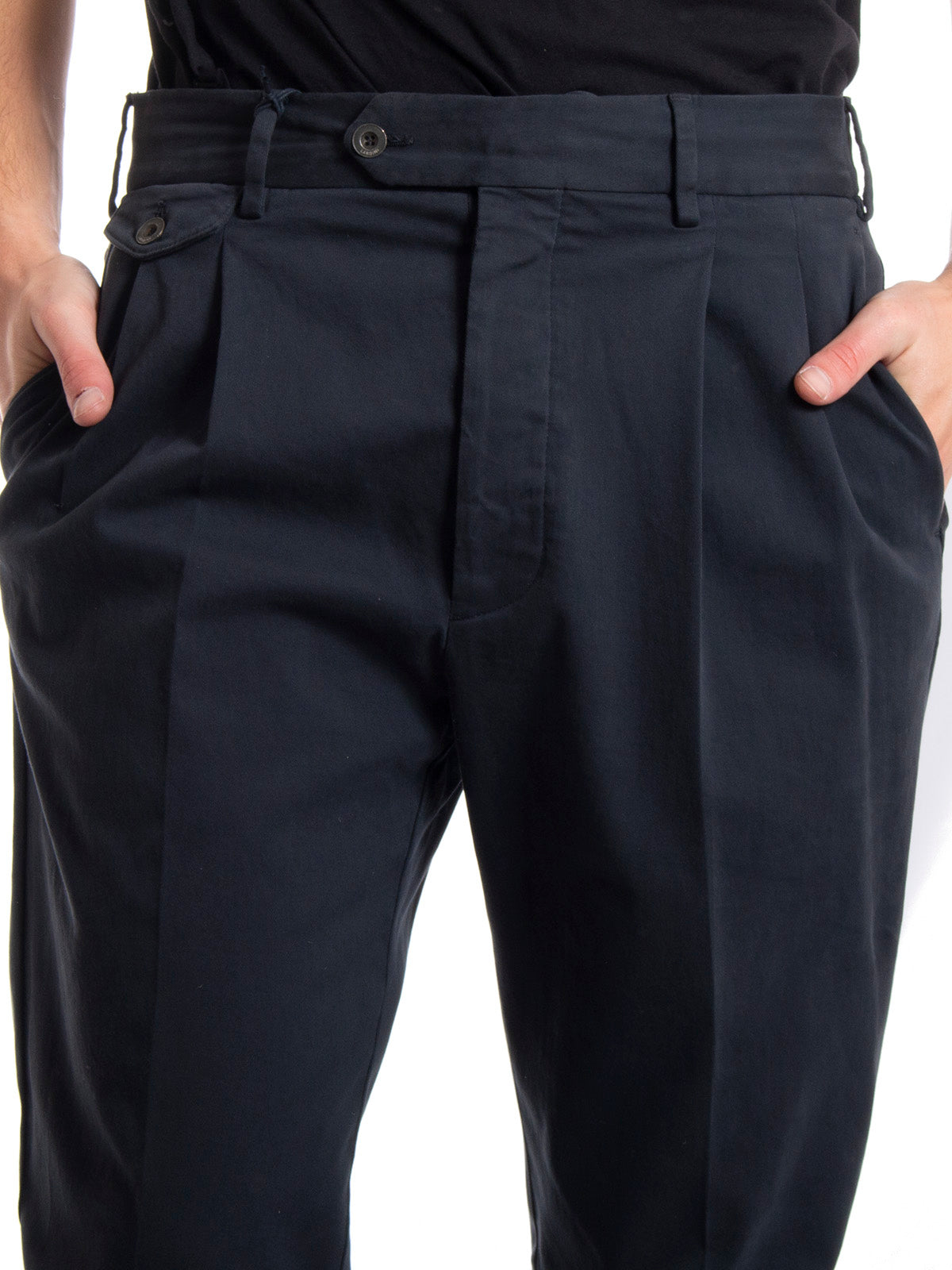Pantaloni Uomo Lardini - Tebe Washed Drop Regular Stretch Cotton Trousers - Blu