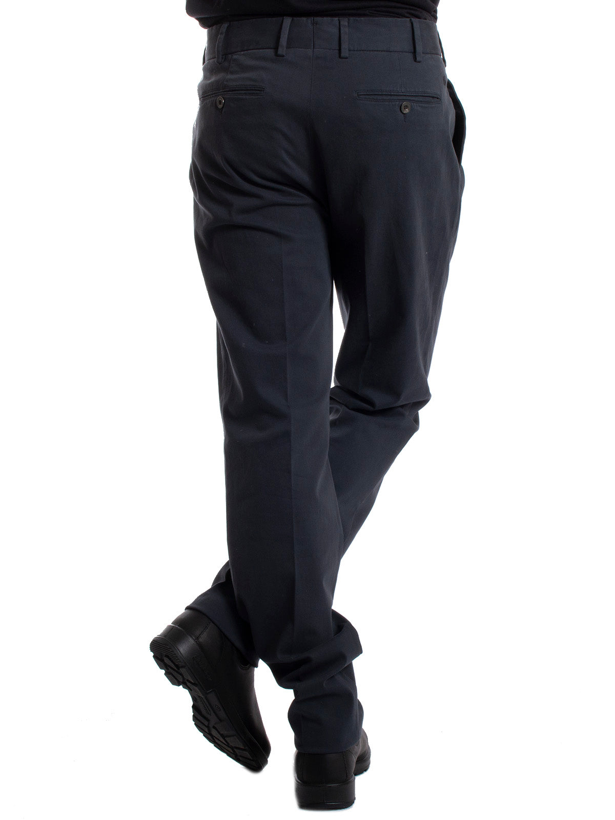 Pantaloni Uomo Lardini - Tebe Washed Drop Regular Stretch Cotton Trousers - Blu
