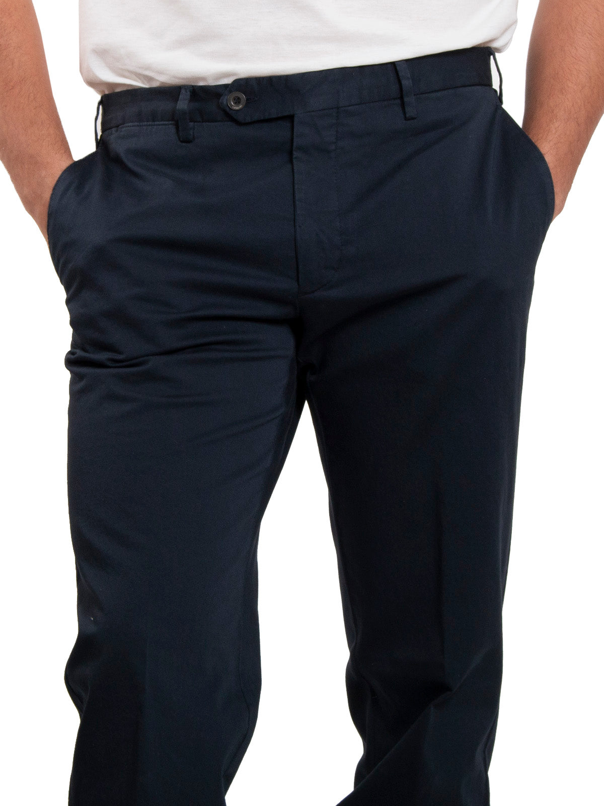 Lardini Men's Trousers - Dyed Drop Regular Stretch Cotton Trousers - Blue