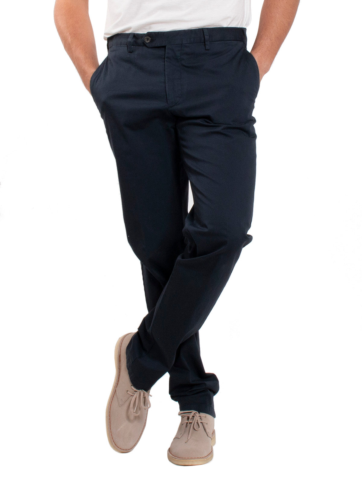 Pantaloni Uomo Lardini - Dyed Drop Regular Stretch Cotton Trousers - Blu