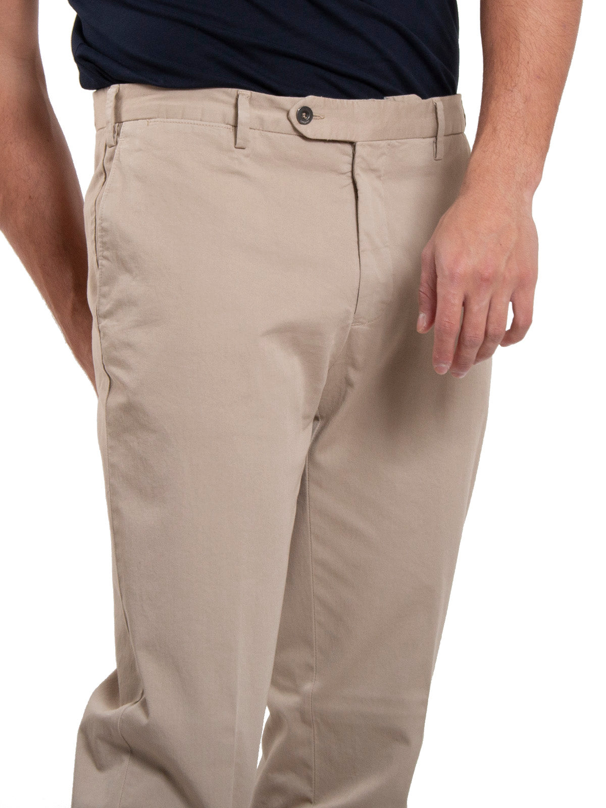 Lardini Men's Trousers - Dyed Drop Regular Stretch Cotton Trousers - Beige