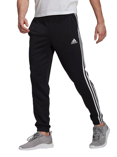 Pantaloni Uomo Adidas - French Terry Tapered 3-Stripes Essentials Pants - Nero