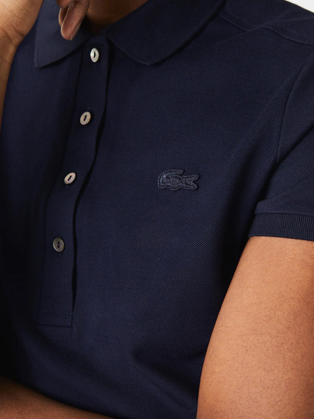 Polo Donna Lacoste - Slim Fit Stretch Cotton Piqué Polo Shirt - Blu